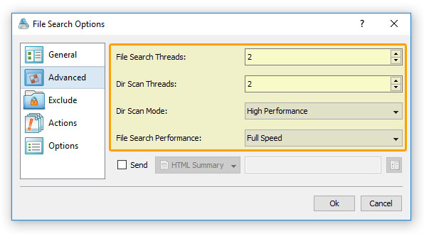 File Search Performance Options