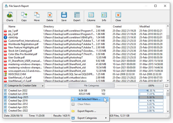 VX Search Filter File Search Results By Year
