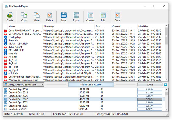 VX Search Filter File Search Results By Year