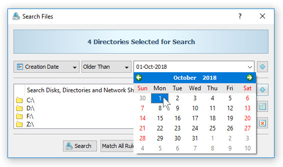 Search Files by Dates Older Than