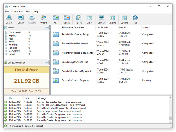 VX Search Server Disk Space Monitor