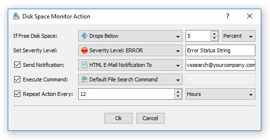 VX Search Server Disk Space Monitor Action